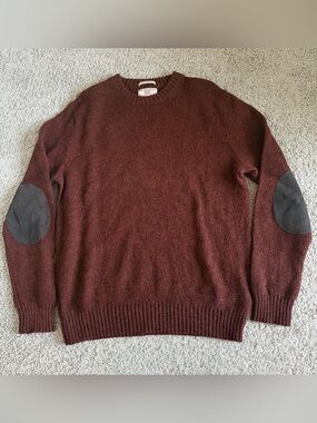 Wallace & Barnes Shetland Wool Elbow Leather Pads Sweater